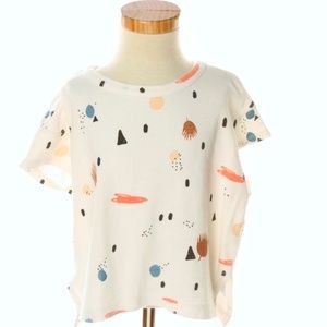 Zara girls off white printed shimmer shirt